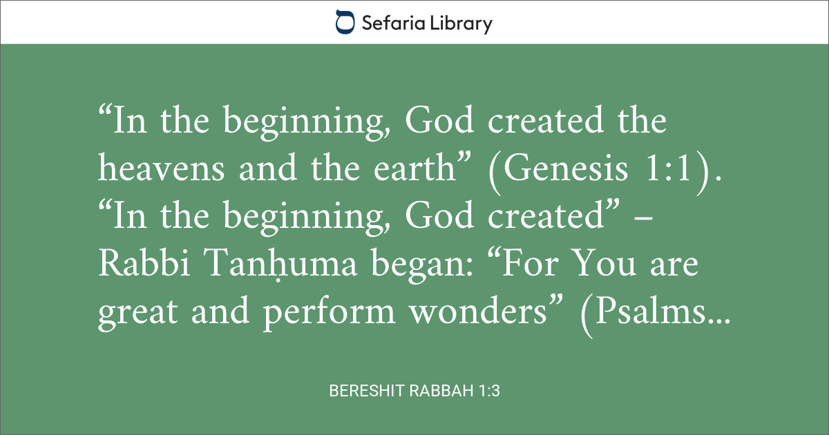 Bereshit Rabbah 1:3 | Sefaria Library