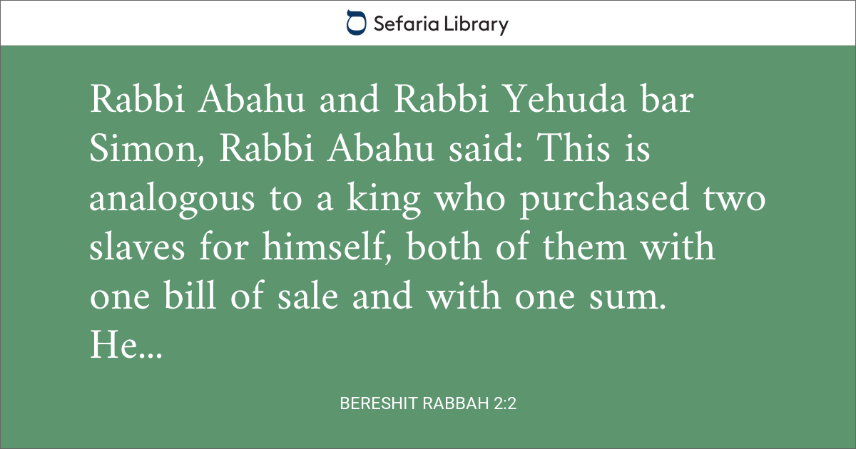 Bereshit Rabbah 2:2 | Sefaria Library
