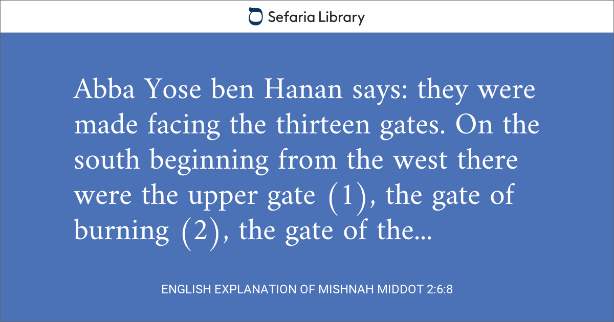 English Explanation of Mishnah Middot 2:6:8 | Sefaria Library