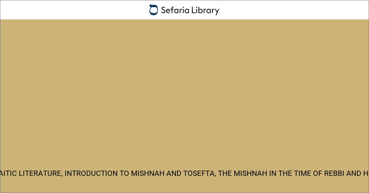 Introductions to Tanaitic Literature, Introduction to Mishnah and ...