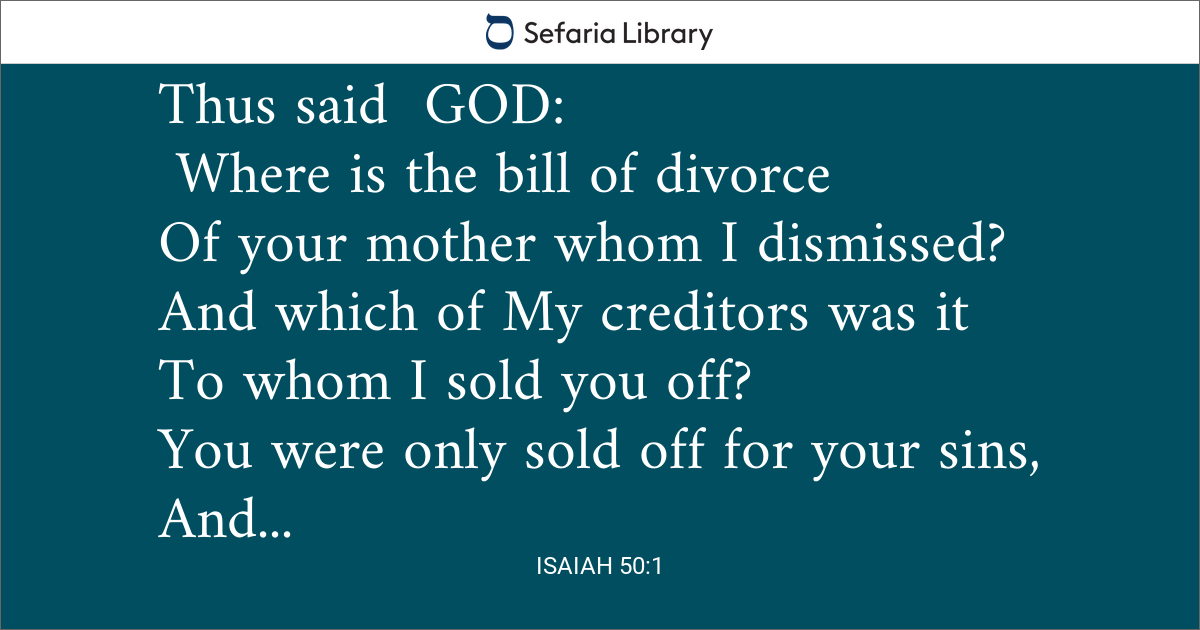 Isaiah 50:1 | Sefaria Library