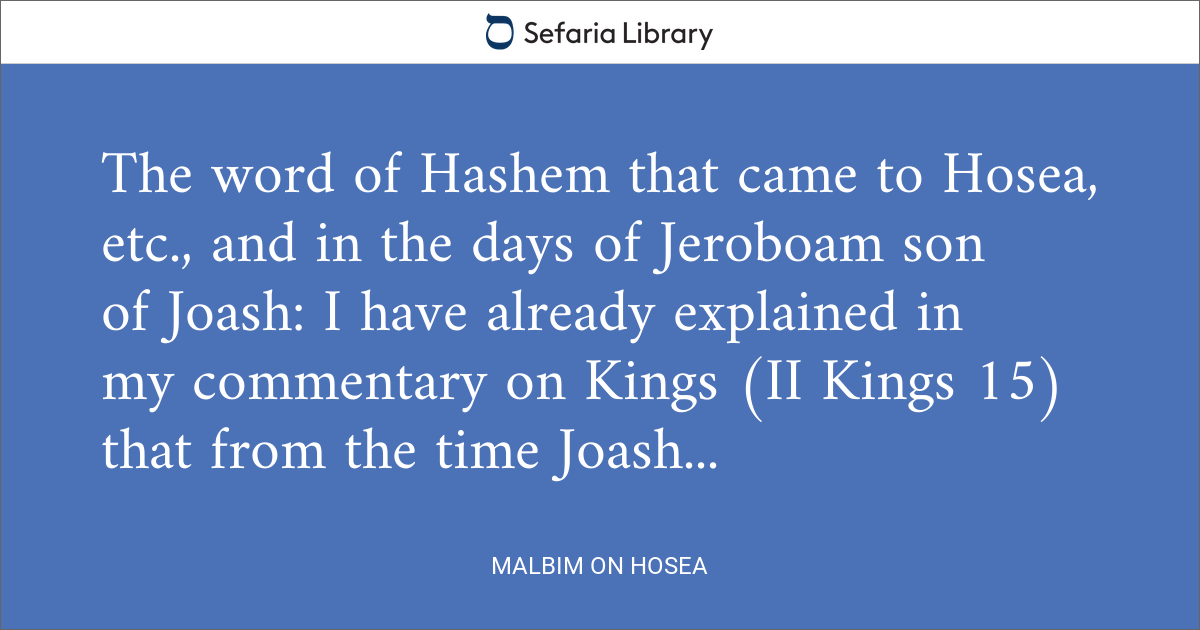 Malbim on Hosea | Sefaria Library