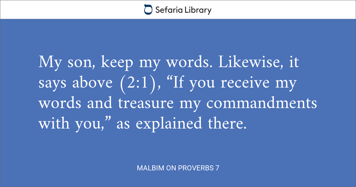 Malbim on Proverbs 7