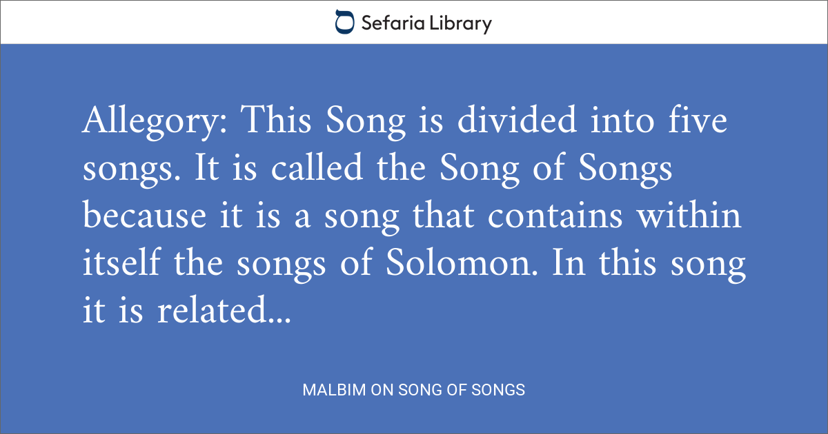 Malbim on Song of Songs | Sefaria Library