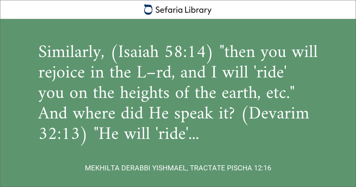 Mekhilta DeRabbi Yishmael, Tractate Pischa 12:16 | Sefaria Library
