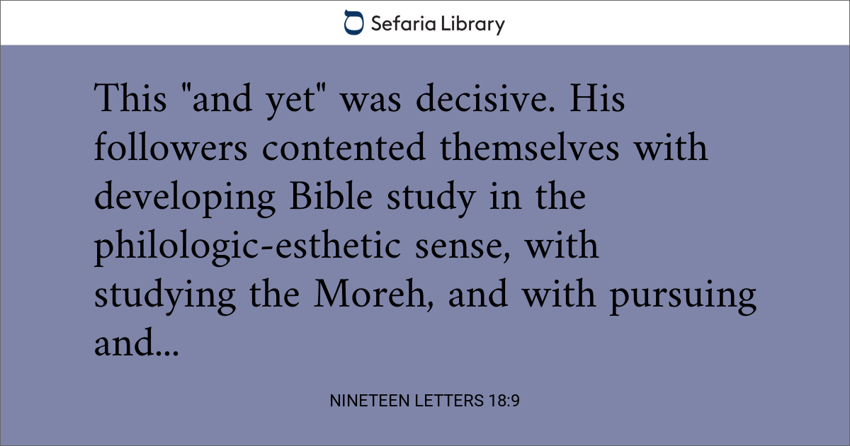 Nineteen Letters 18:9 | Sefaria Library