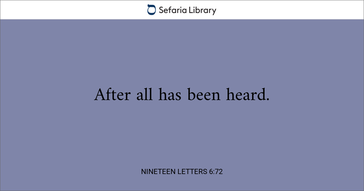 Nineteen Letters 6:72 | Sefaria Library