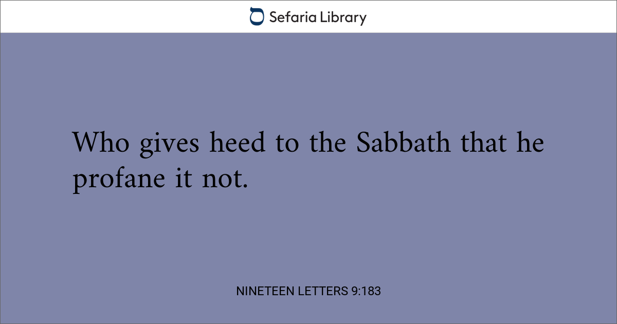 Nineteen Letters 9:183 | Sefaria Library