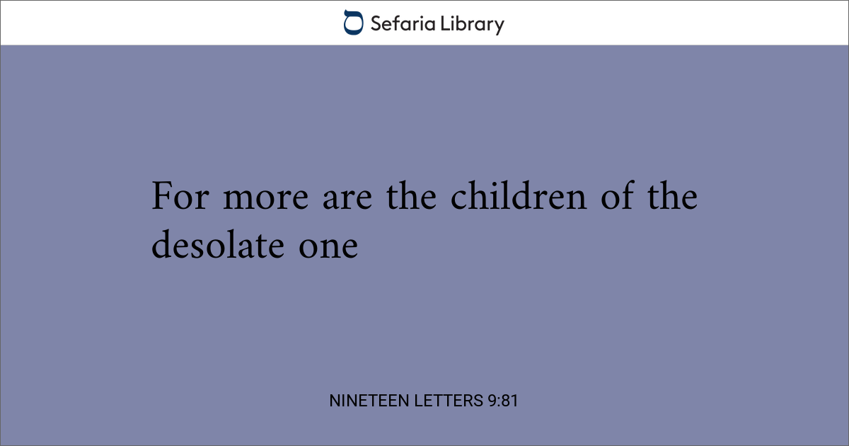 Nineteen Letters 9:81 | Sefaria Library