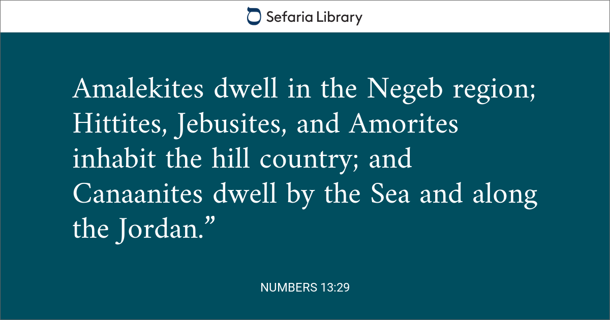 Numbers 13:29 | Sefaria Library