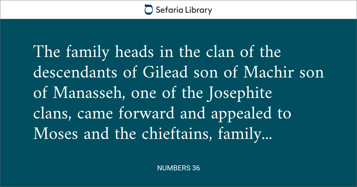 Numbers 36 | Sefaria Library