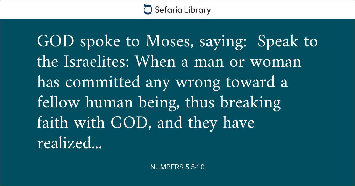 Numbers 5:5-10 | Sefaria Library