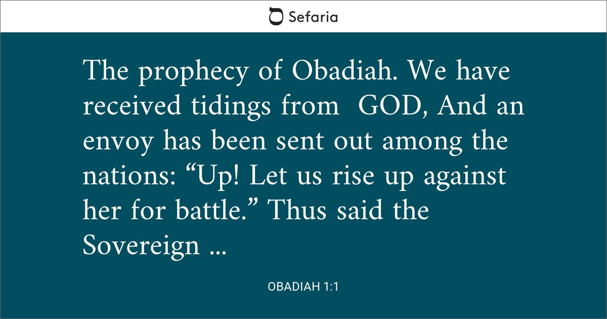 Obadiah 1 1 Sefaria Library