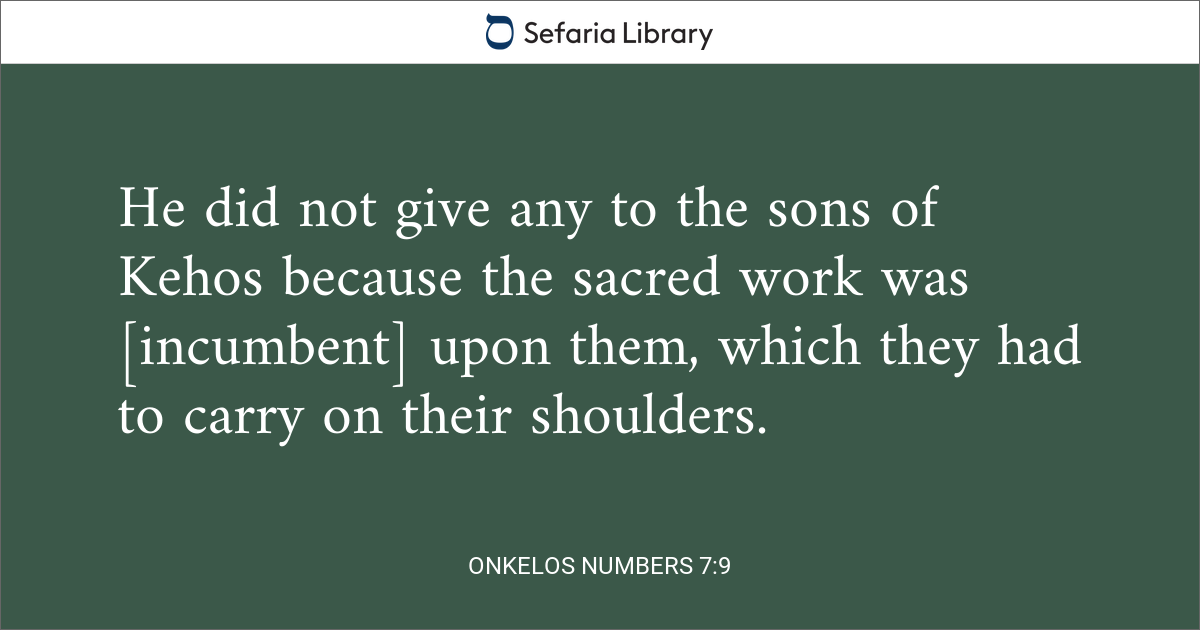 Onkelos Numbers 7:9 | Sefaria Library