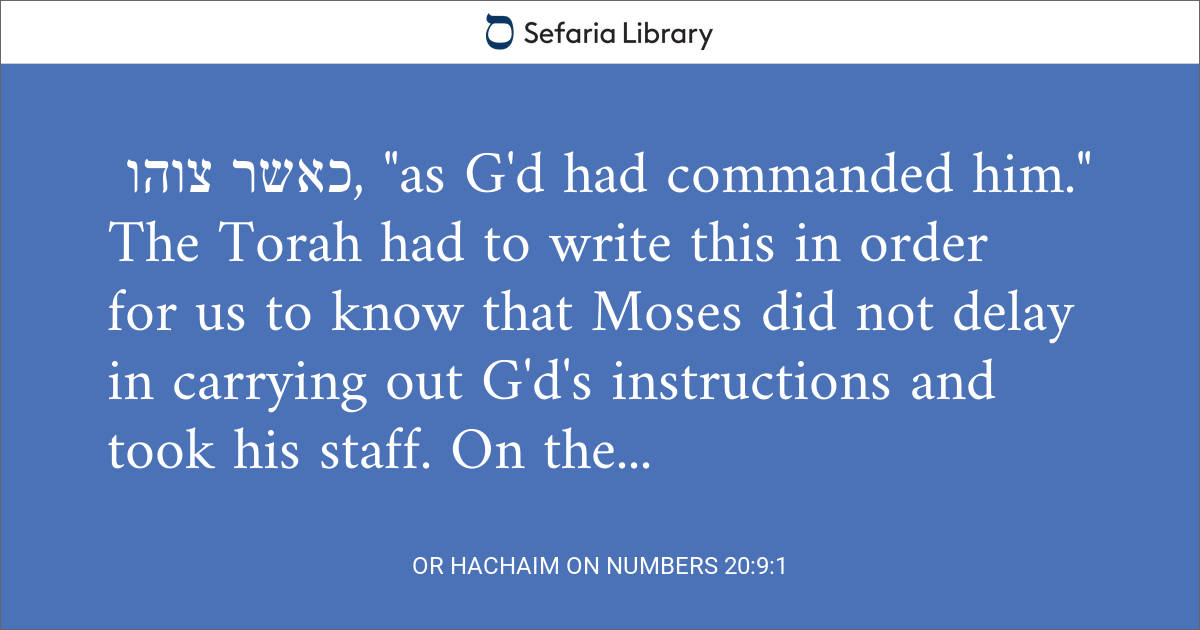 Or HaChaim on Numbers 20:9:1