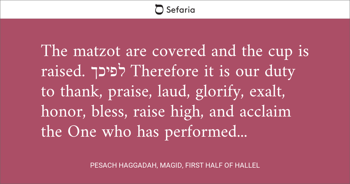 Pesach Haggadah, Magid, First Half of Hallel