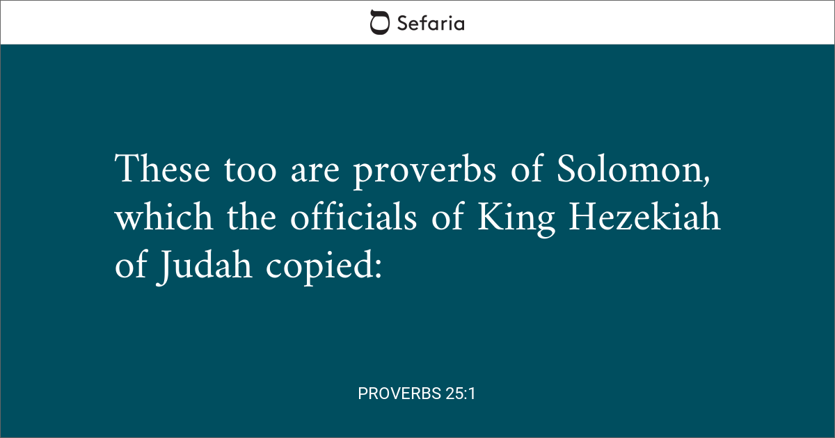 Proverbs 25 1 Sefaria Library