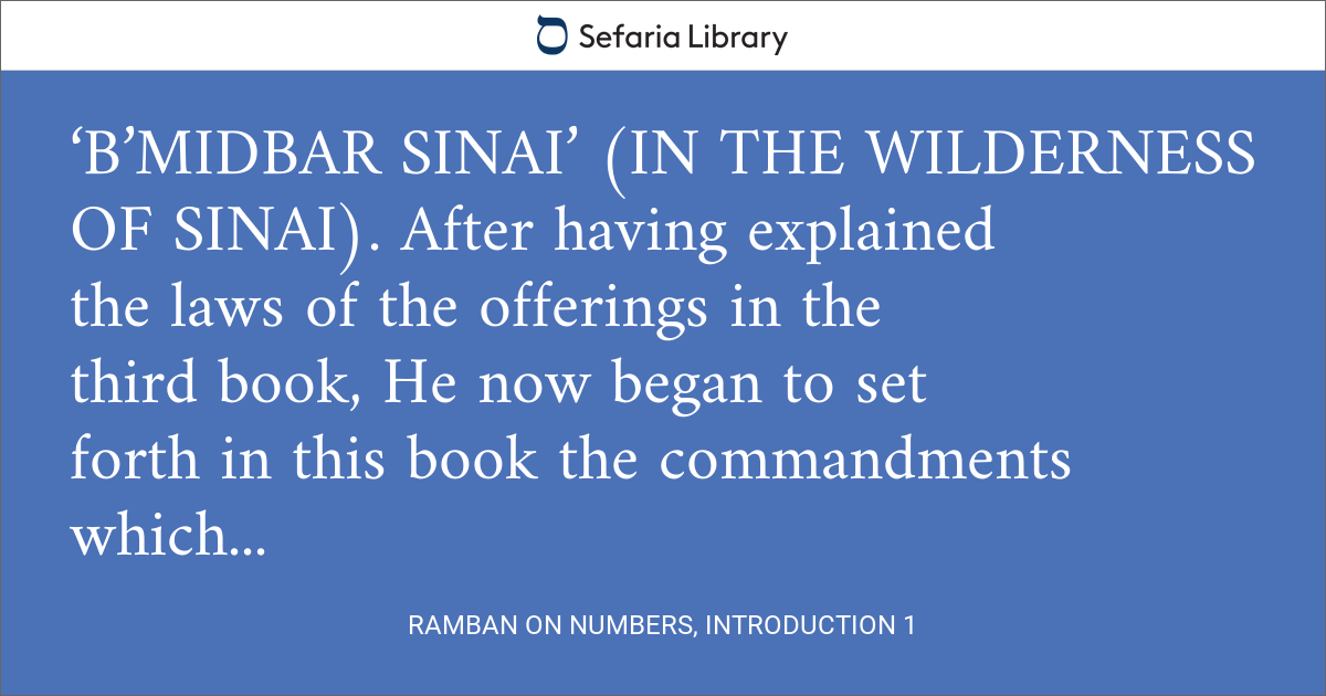 Ramban on Numbers, Introduction 1 | Sefaria Library