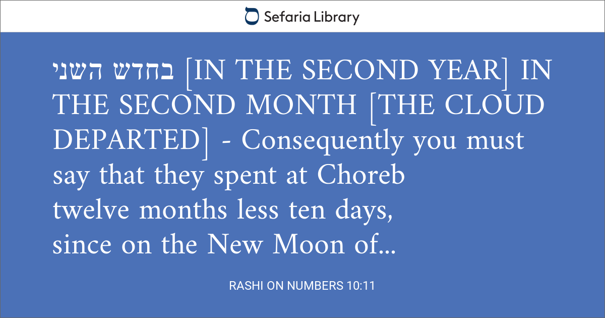 Rashi on Numbers 10:11 | Sefaria Library