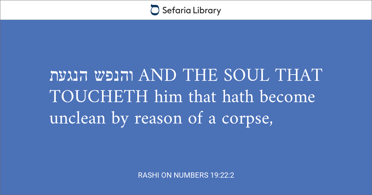 Rashi on Numbers 19:22:2 | Sefaria Library