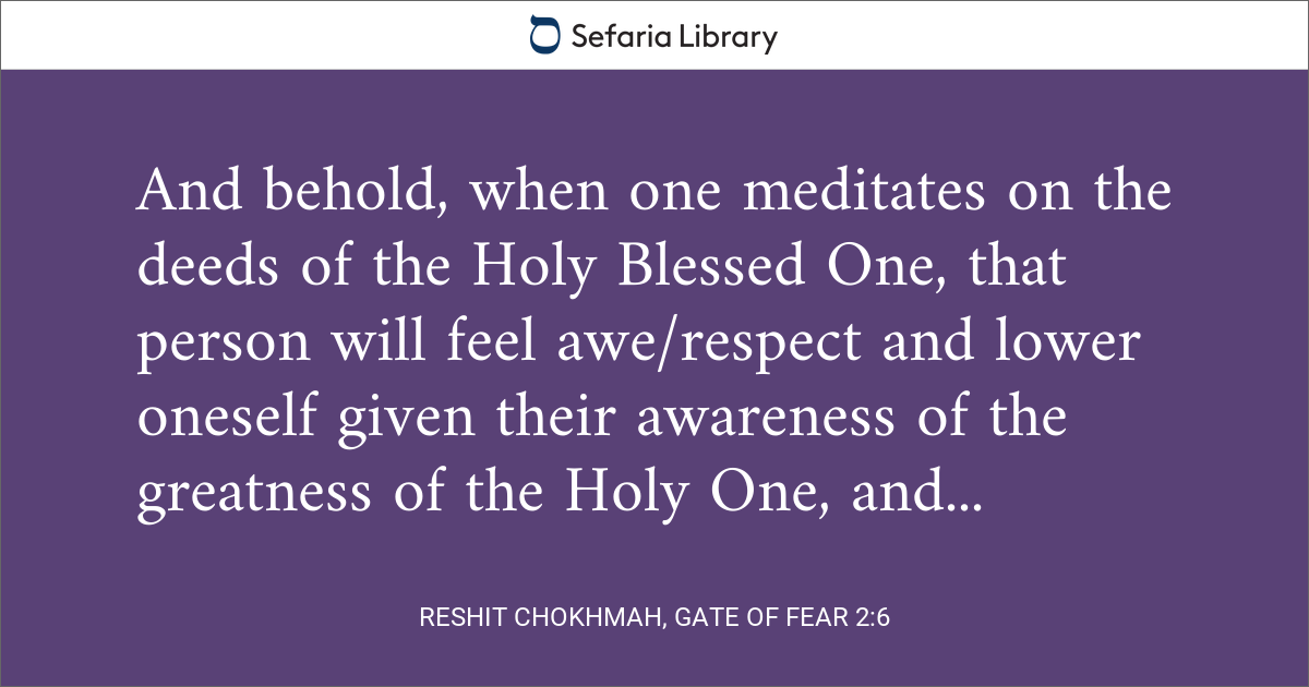 Reshit Chokhmah, Gate of Fear 2:6 | Sefaria Library