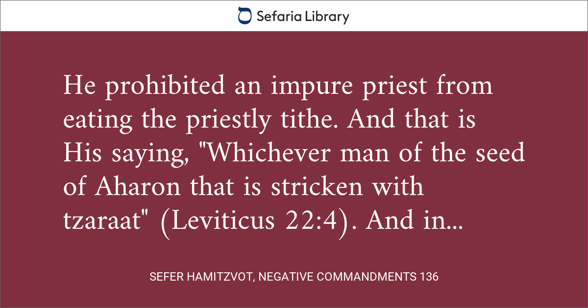 Sefer HaMitzvot, Negative Commandments 136 | Sefaria Library
