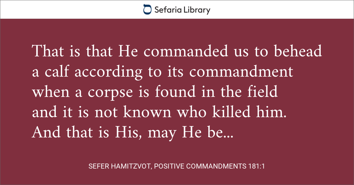 Sefer HaMitzvot, Positive Commandments 181:1 | Sefaria Library