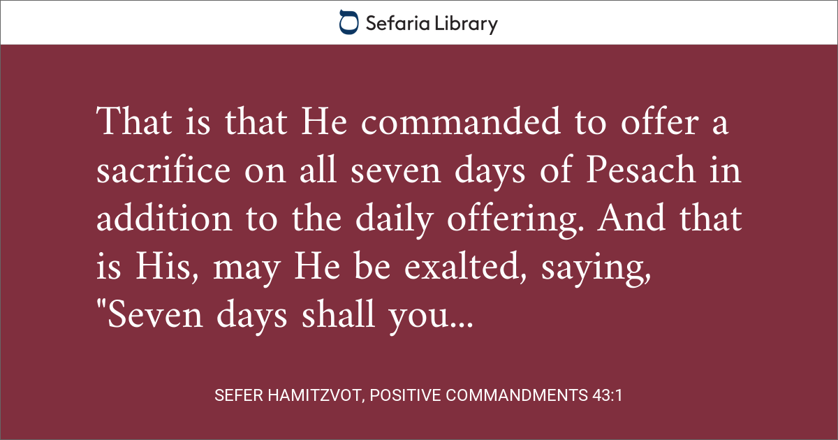Sefer HaMitzvot, Positive Commandments 43:1 | Sefaria Library