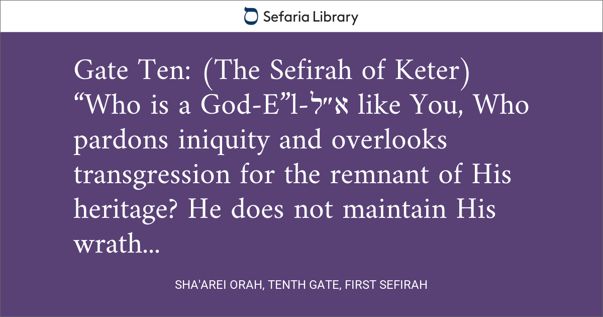 Sha'arei Orah, Tenth Gate, First Sefirah
