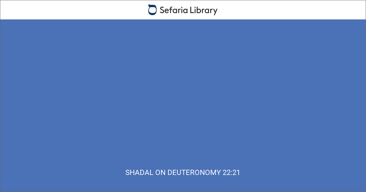 Shadal on Deuteronomy 22:21 | Sefaria Library
