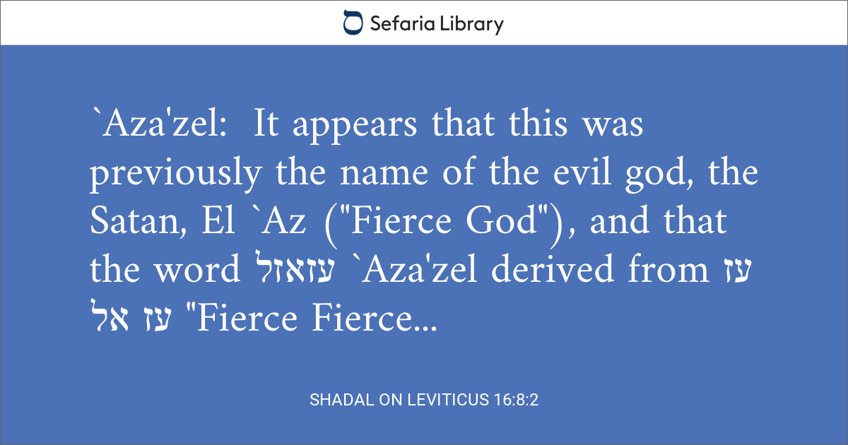 Shadal on Leviticus 16:8:2 | Sefaria Library