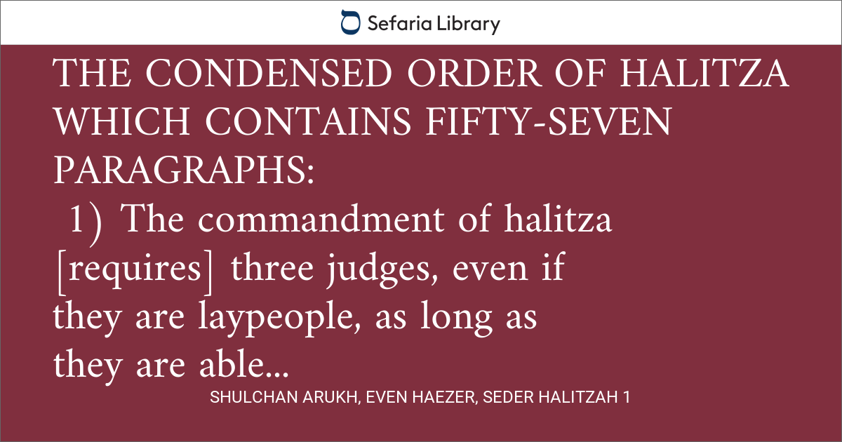Shulchan Arukh, Even HaEzer, Seder Halitzah 1 | Sefaria Library