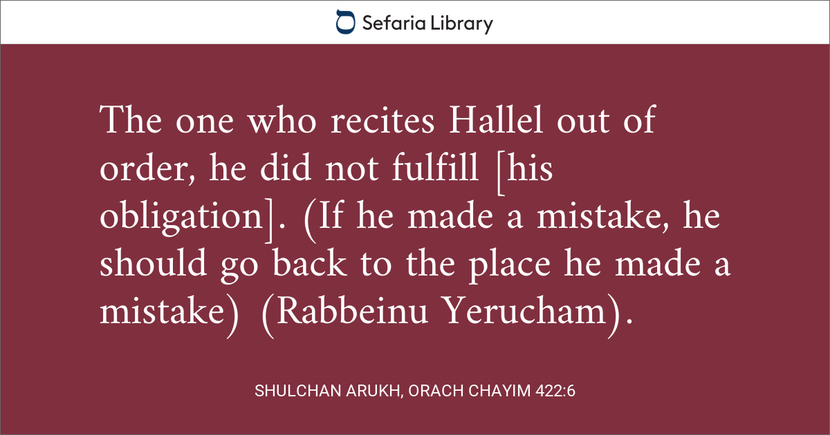 Shulchan Arukh, Orach Chayim 422:6 | Sefaria Library