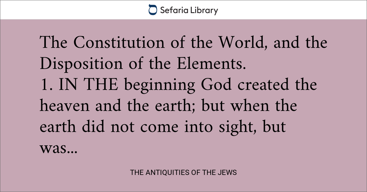 The Antiquities of the Jews | The Sefaria Library