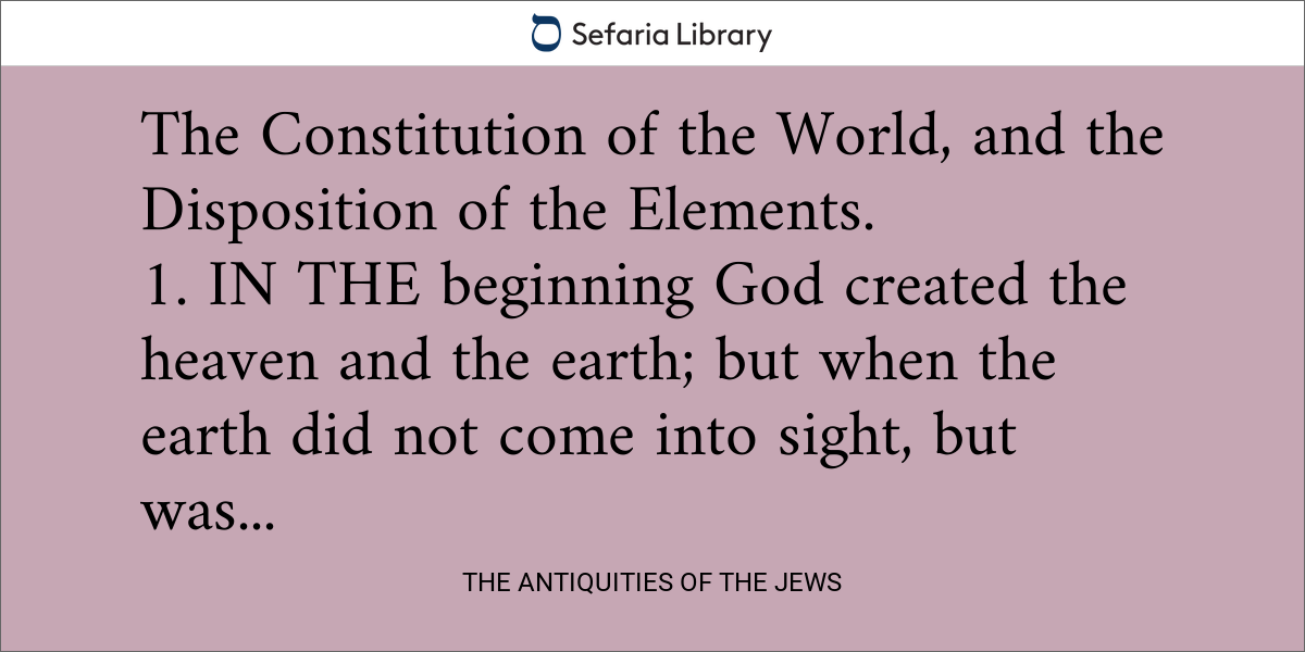 The Antiquities of the Jews | Sefaria Library