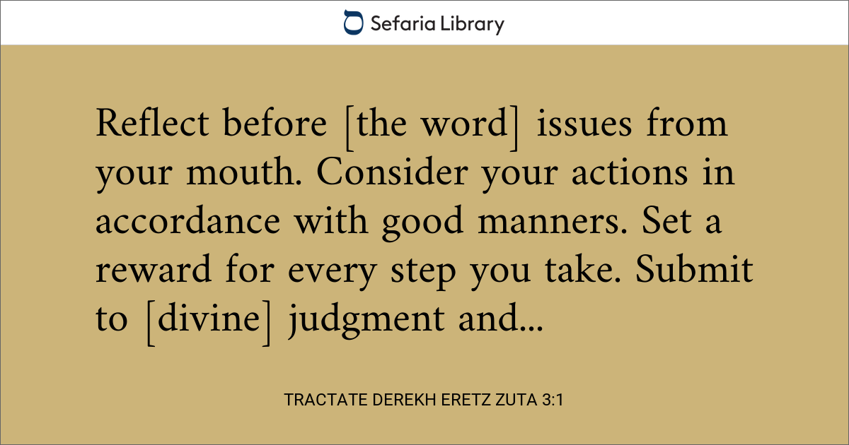Tractate Derekh Eretz Zuta 3:1 | Sefaria Library